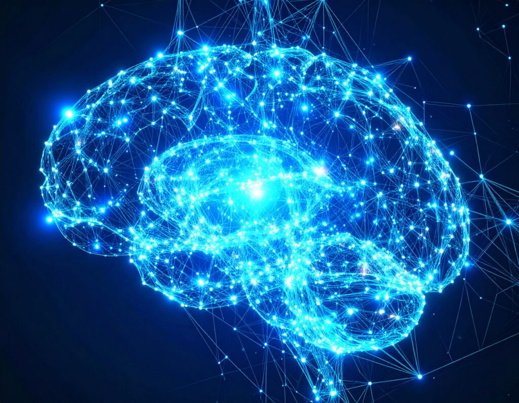 Blue brain waves, geometric style 