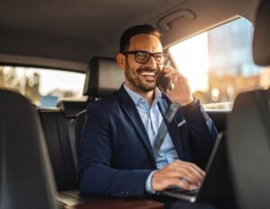 Man on his mobile phone.