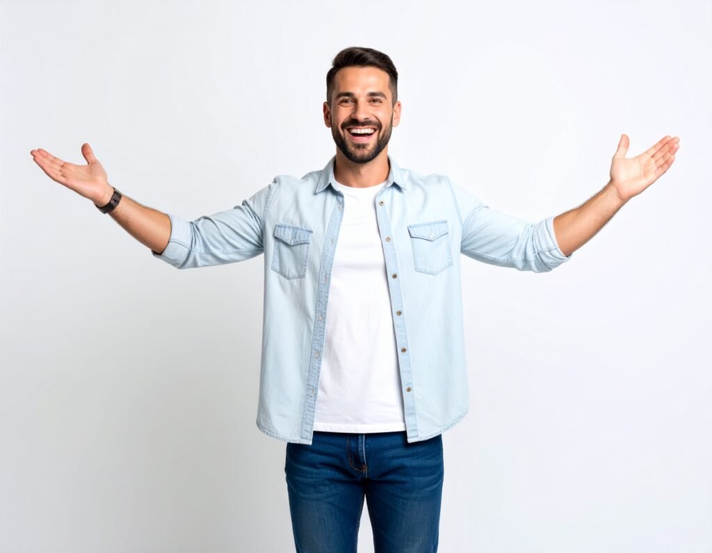 Man smiling and happy laughing 