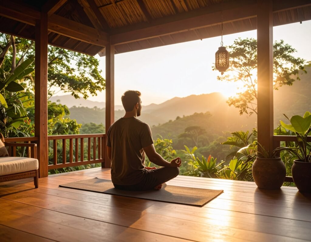 Man meditating in peace 