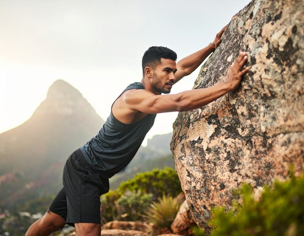 Man pushing a rock, 
