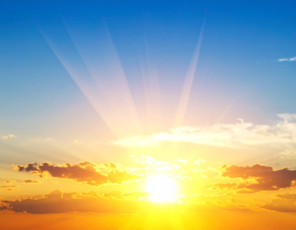 Sun shining, in the morning 