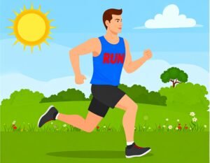 Motivational man running out in the sun