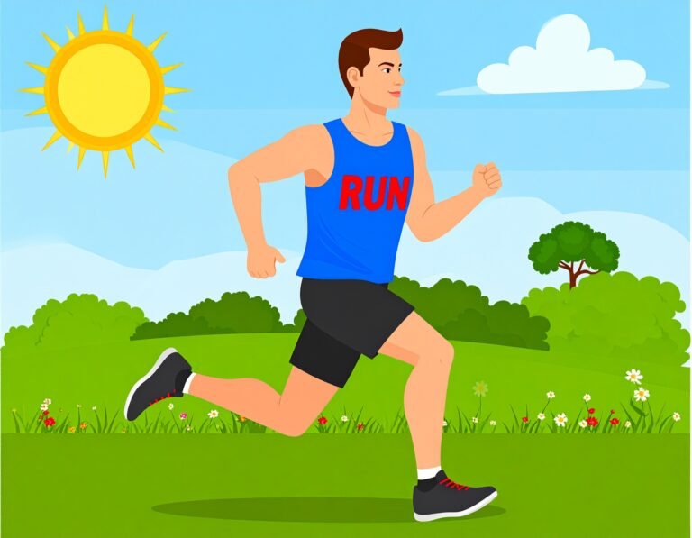 Motivational man running out in the sun